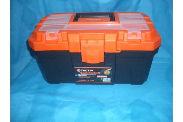橙黑色、雙層塑膠工具箱 